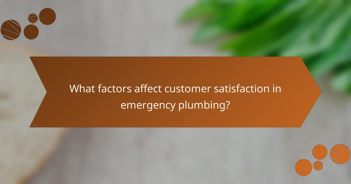What factors affect customer satisfaction in emergency plumbing?